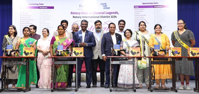 Rotary Club of Chennai Legends and Rotary District 3234 Donate 225 Sewing Machines to Women