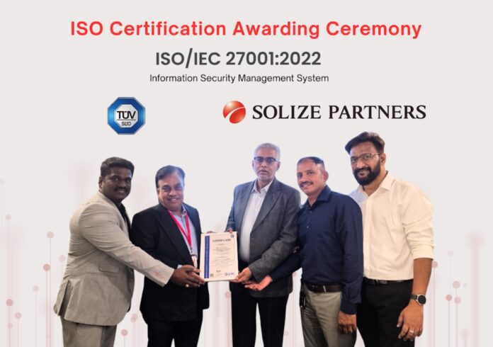 SOLIZE PARTNERS India Achieves ISO/IEC 27001:2022 Certification to Protect Engineering Data and Intellectual Property